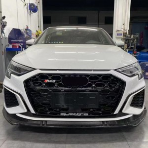 RS3 devan bodykit pou Audi A3 S3 8y Front eksepsyonèl ak gri devan lèv difuzè Tailpipe