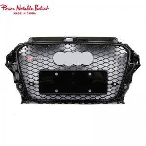 S3 RS3 Grill For Audi A3 S3 8V RS3 Quattro Hex Mesh Front Bumper Hood Grille