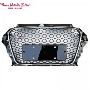 S3 RS3 Grill For Audi A3 S3 8V RS3 Quattro Hex Mesh Front Bumper Hood Grille