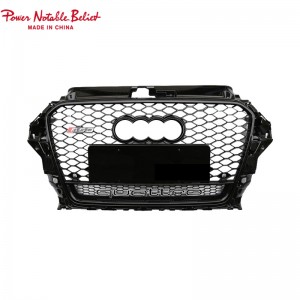 S3 RS3 Grill For Audi A3 S3 8V RS3 Quattro Hex Mesh Front Bumper Hood Grille