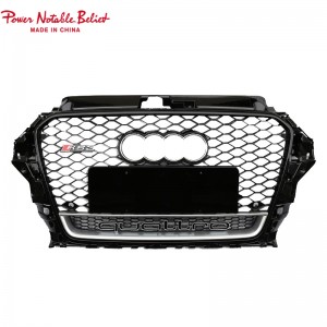 S3 RS3 Grill For Audi A3 S3 8V RS3 Quattro Hex Mesh Front Bumper Hood Grille