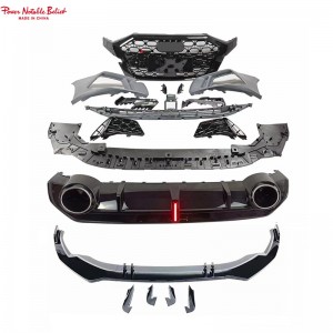 RS3 devan bodykit pou Audi A3 S3 8y Front eksepsyonèl ak gri devan lèv difuzè Tailpipe