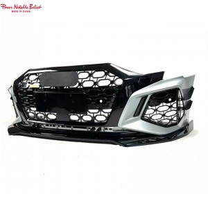 RS3 devan bodykit pou Audi A3 S3 8y Front eksepsyonèl ak gri devan lèv difuzè Tailpipe