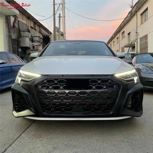RS3 devan bodykit pou Audi A3 S3 8y Front eksepsyonèl ak gri devan lèv difuzè Tailpipe