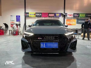 RS3 devan bodykit pou Audi A3 S3 8y Front eksepsyonèl ak gri devan lèv difuzè Tailpipe